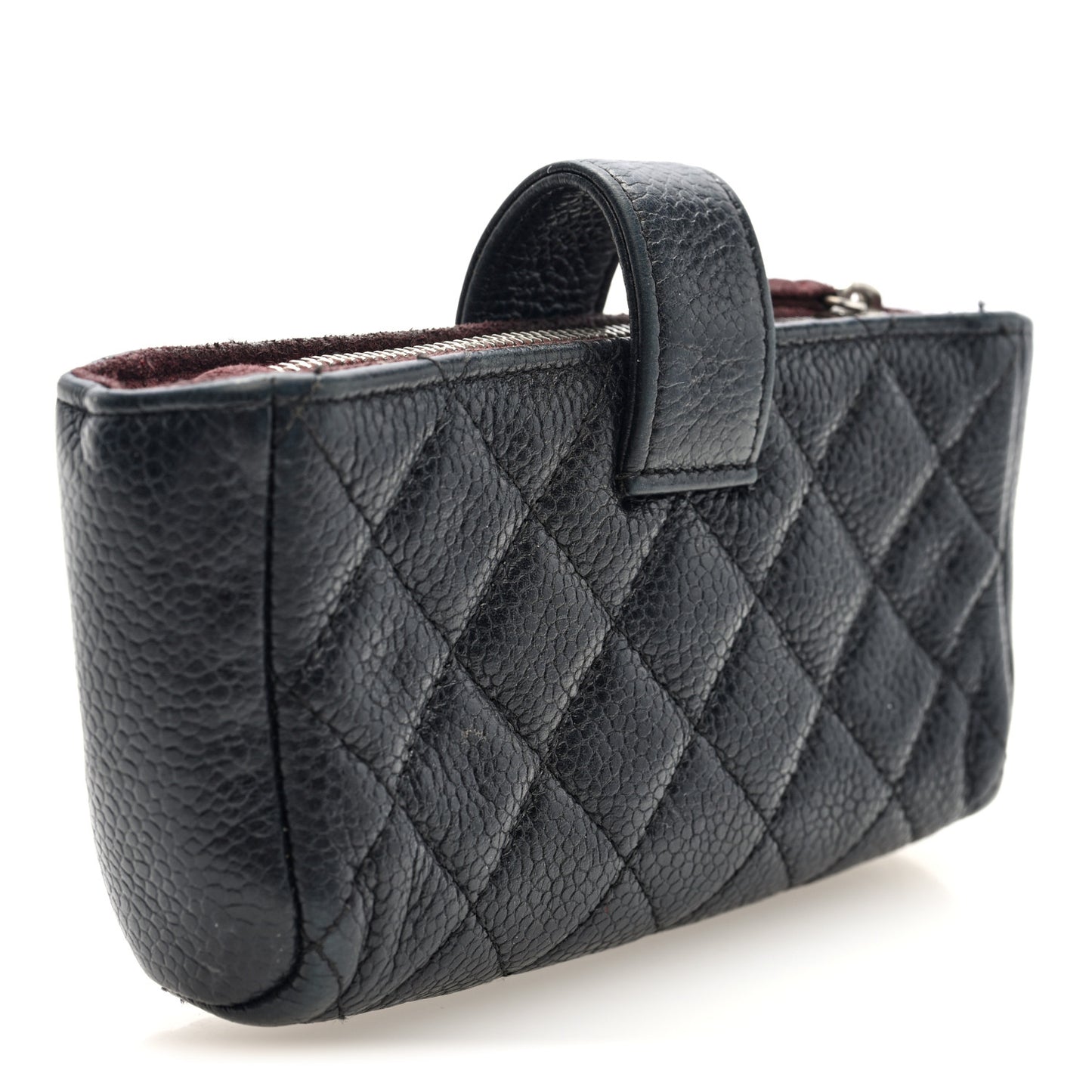 Caviar Quilted Mini Phone Holder Clutch Black