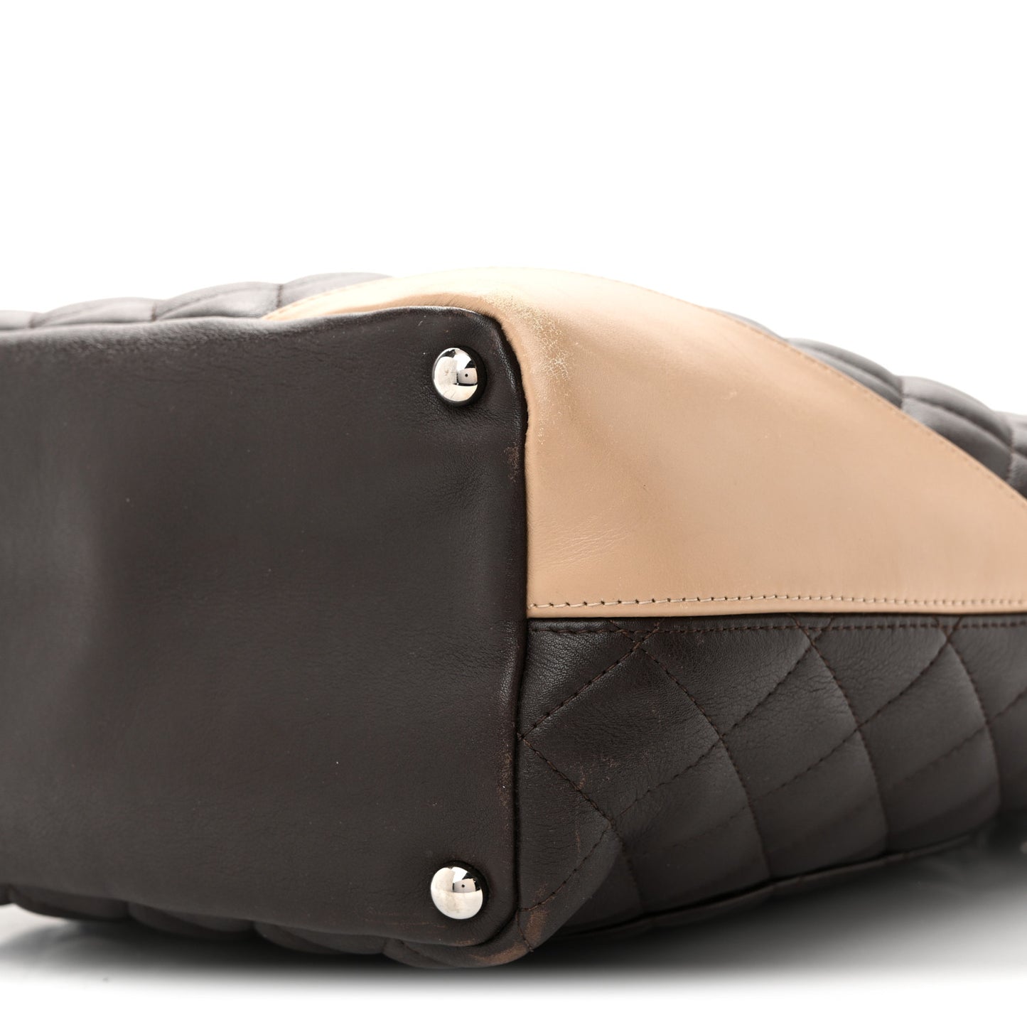 Calfskin Quilted Medium Cambon Tote Brown Beige