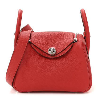 Hermes Taurillon Clemence Mini Lindy 20 Rouge Radieux 1 of 10