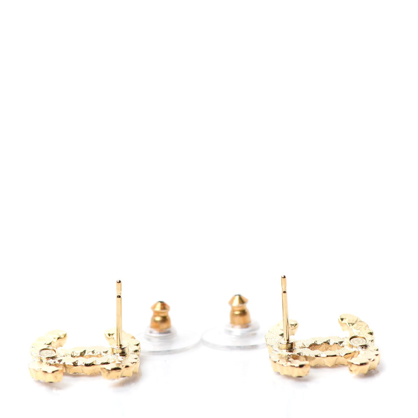 Resin Pearl Crystal CC Earrings Gold Black
