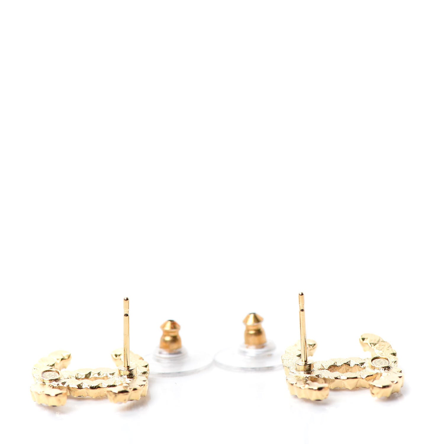 Chanel Resin Pearl Crystal CC Earrings Gold Black 3 of 4