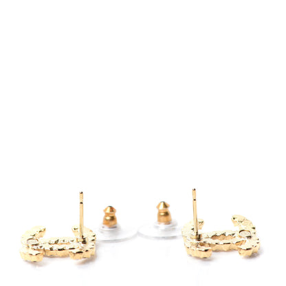 Chanel Resin Pearl Crystal CC Earrings Gold Black 3 of 4