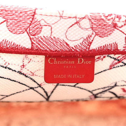 Christian Dior Canvas Embroidered Large Dioramour D-Royaume Book Tote Red Multicolor 6 of 10