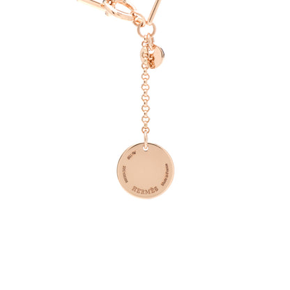Hermes 18K Rose Gold Diamond PM Ex-Libris Pendant Necklace 4 of 5