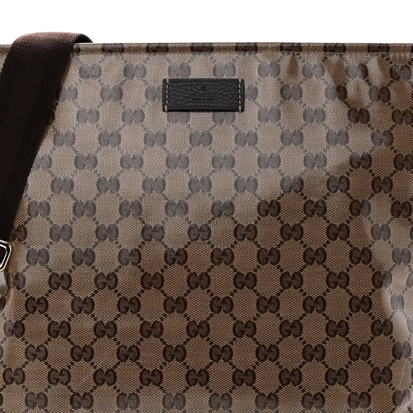 Crystal Monogram Large Flat Messenger Bag Dark Brown