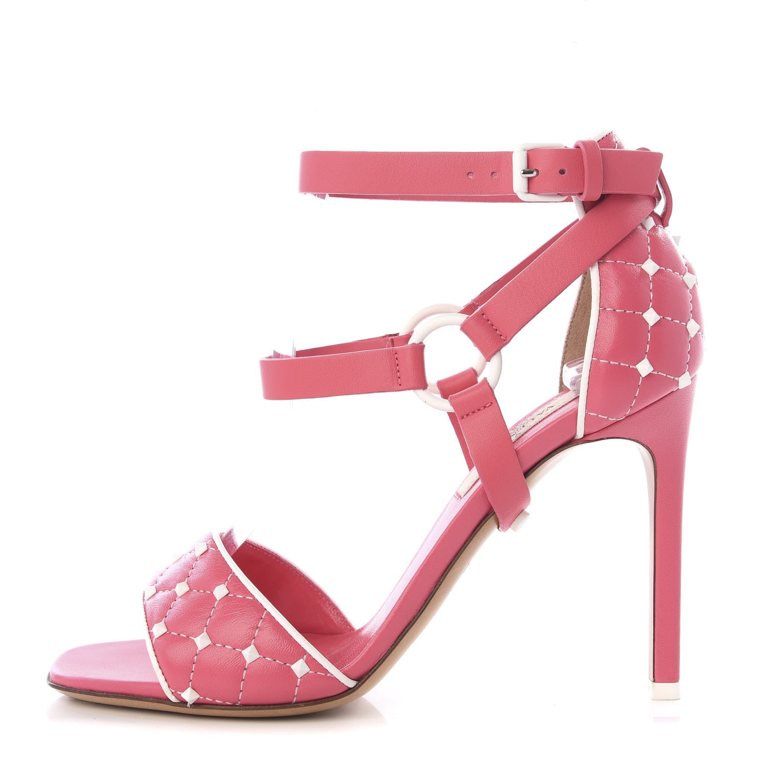 Valentino Garavani Nappa Free Rockstud Spike 105mm Ankle Strap Sandals 35 Shadow Pink Optic White 1 of 12