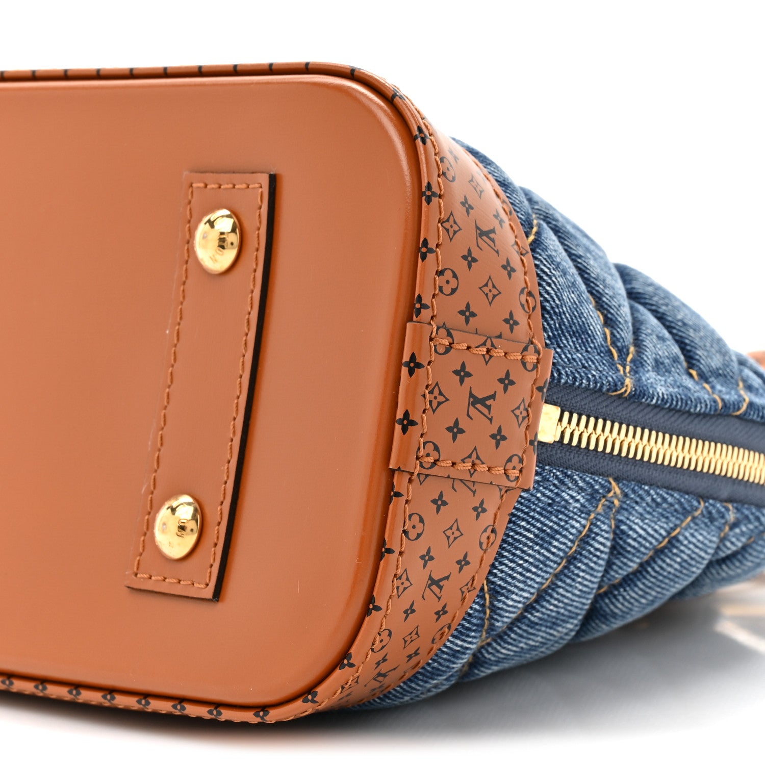 Louis Vuitton Denim Calfskin Reverse Monogram Malletage Alma BB Blue 8 of 10