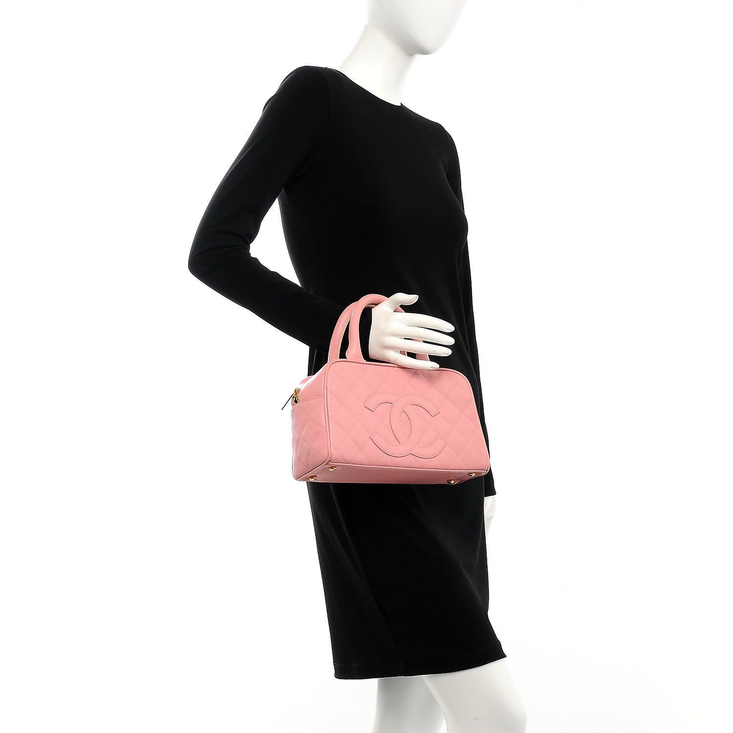 Chanel Caviar Quilted Small Bowler Pink 2 of 12