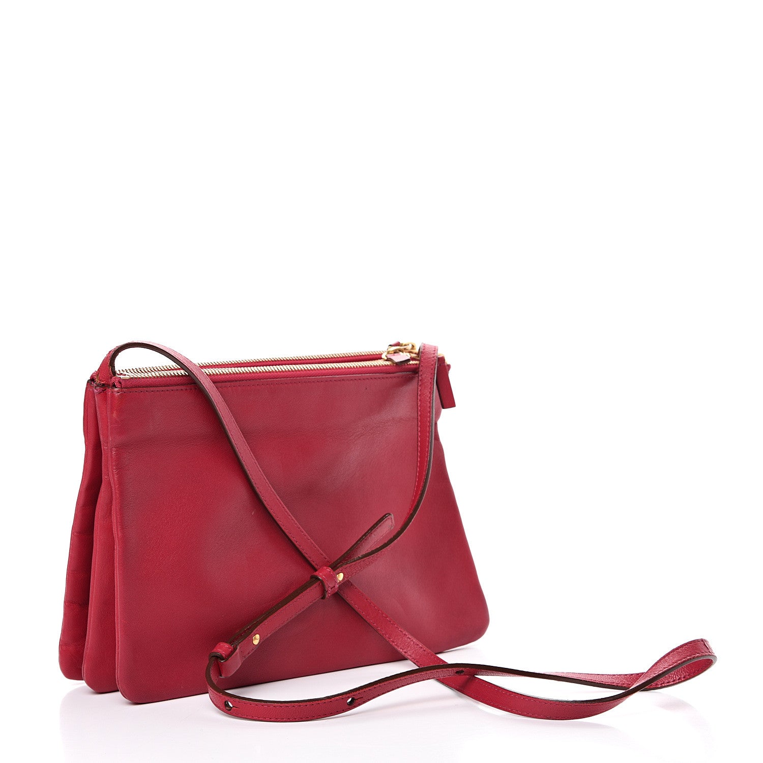 Celine Lambskin Large Trio Crossbody Bag Red 2 of 16