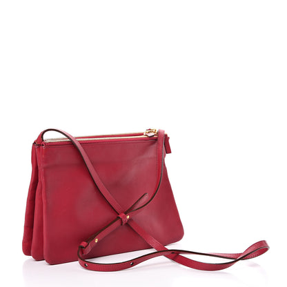 Celine Lambskin Large Trio Crossbody Bag Red 2 of 16