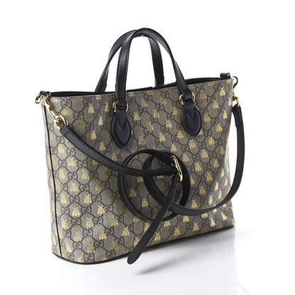 Gucci Soft GG Supreme Monogram Bees Small Crossbody Tote Beige Oro Black 3 of 10