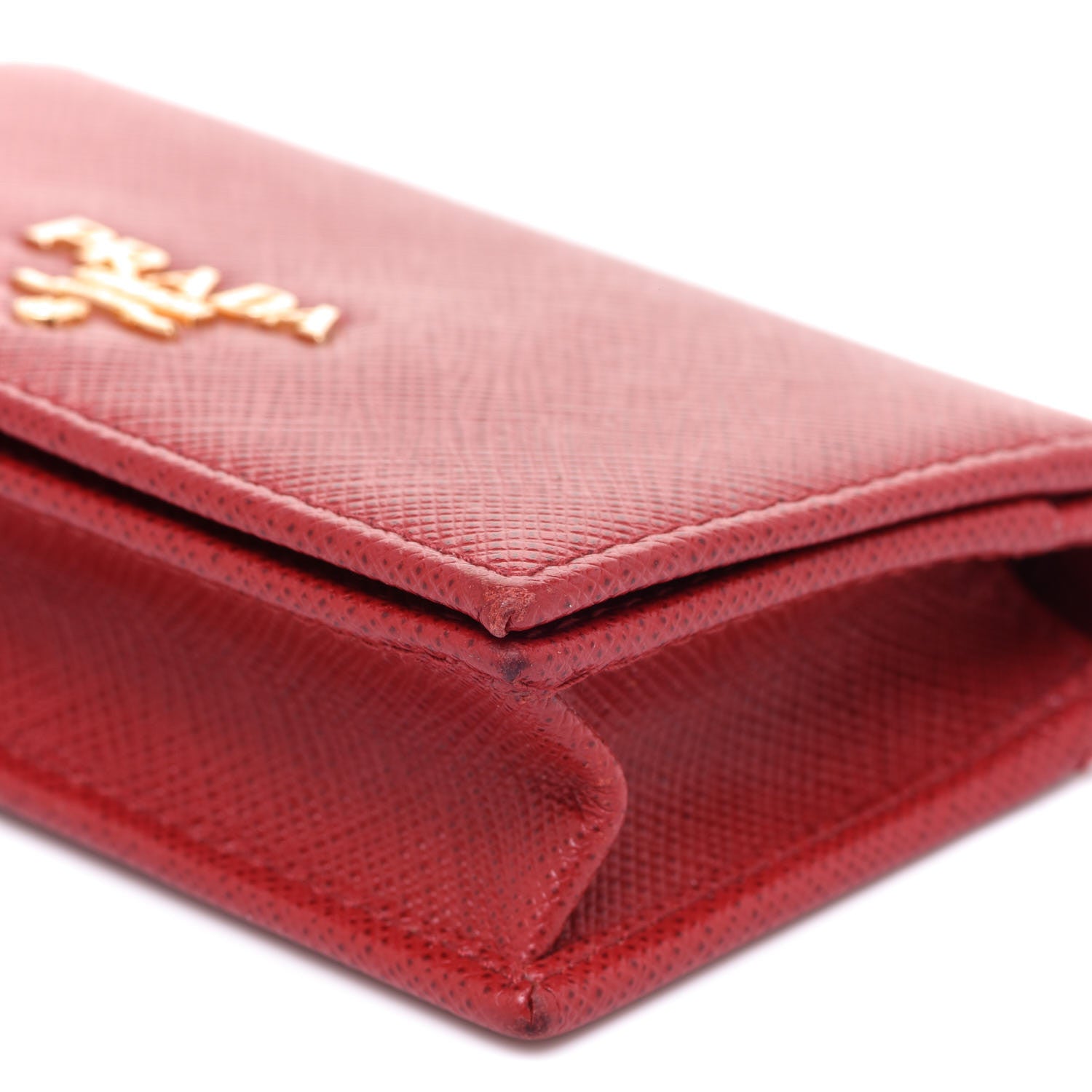 Prada Saffiano Metal Card Holder Rosso 8 of 10