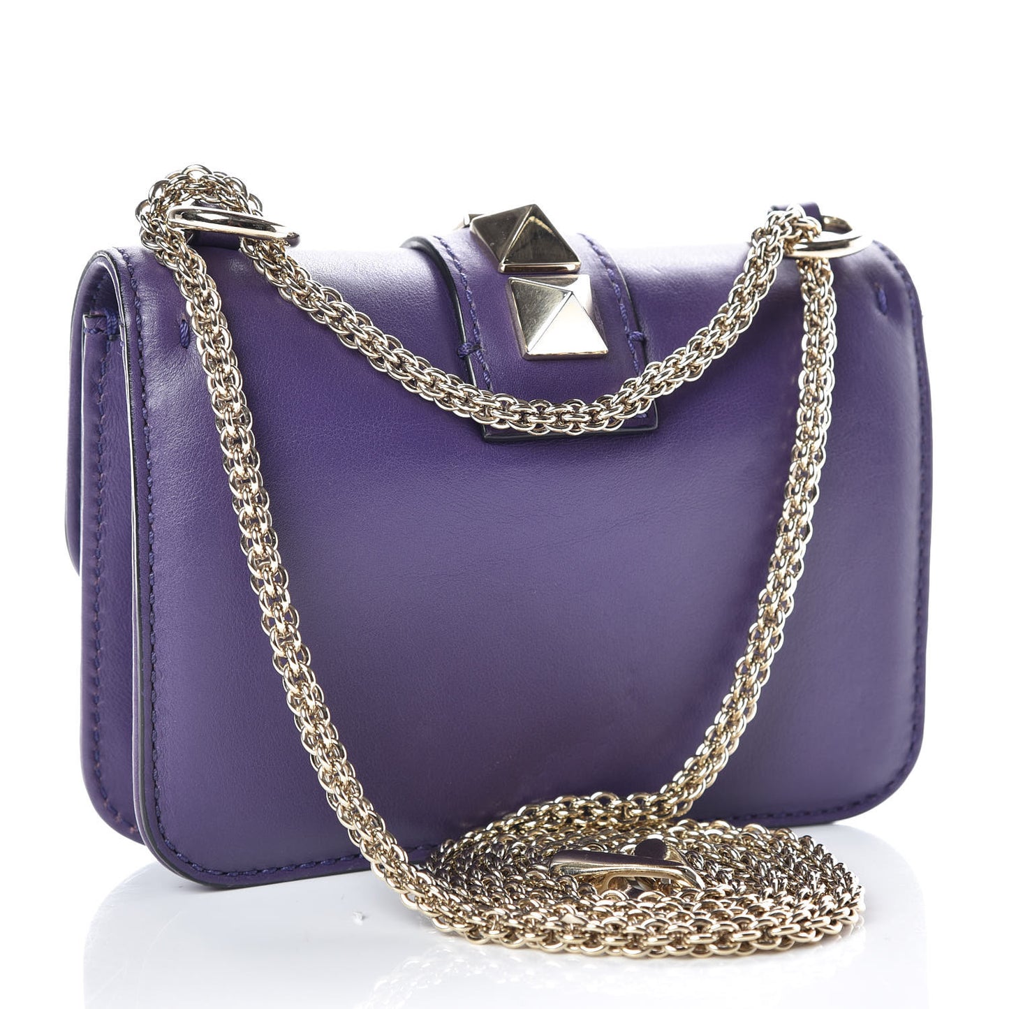 Vitello Mini Glam Lock Rockstud Flap Purple