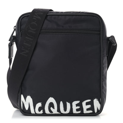 Alexander McQueen Nylon Painted Logo Messenger Bag Black 1 of 9
