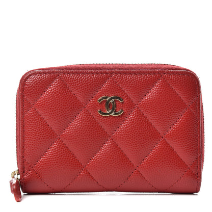 Chanel Caviar Quilted Zip Coin Purse Red 1 of 7