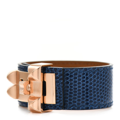 Hermes Lizard Collier De Chien CDC 24 Bracelet T2 Bleu Saphir 1 of 6