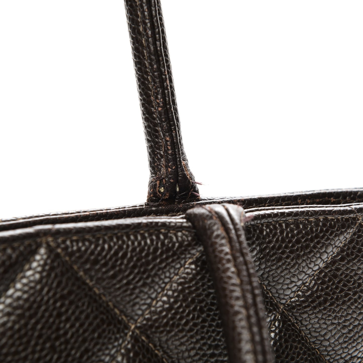 Caviar Quilted Medallion Tote Dark Brown