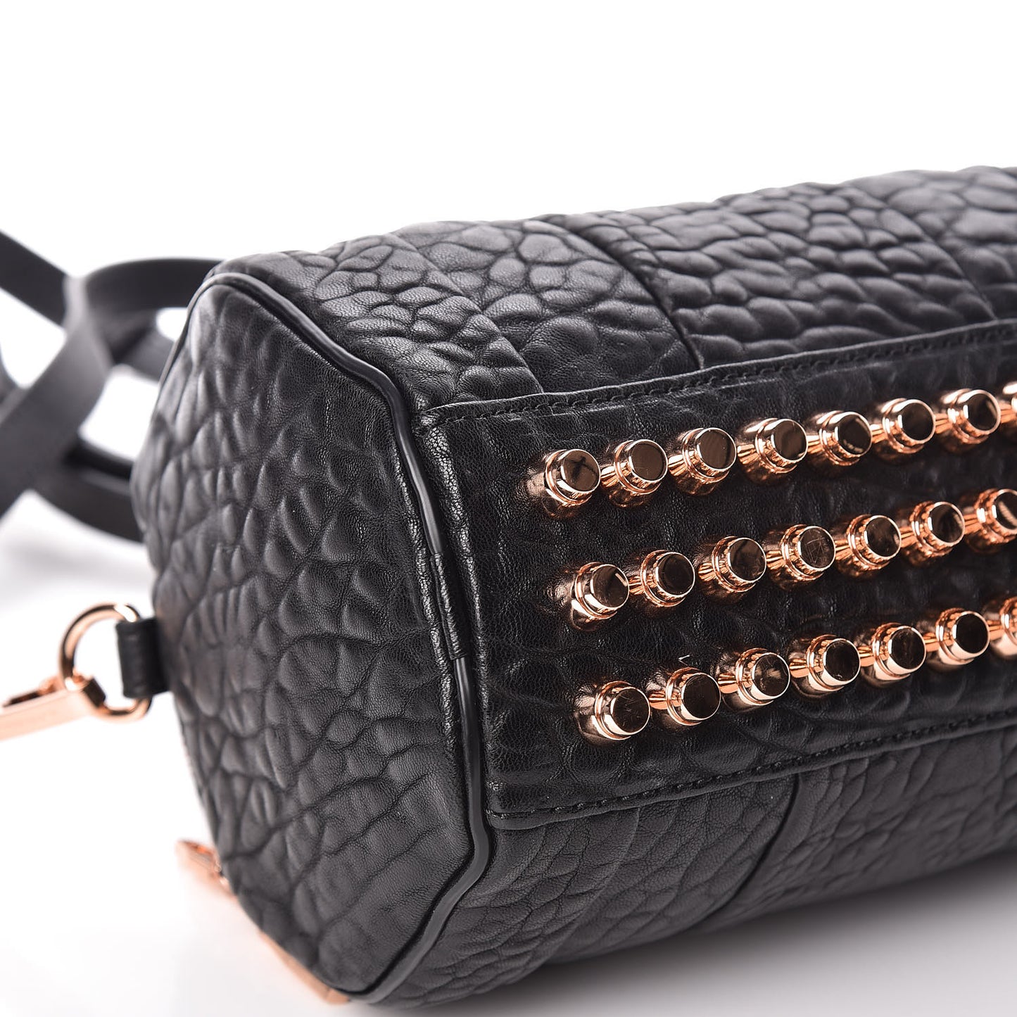 Pebbled Lambskin Mini Rockie Black Rose Gold Hardware