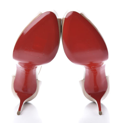Christian Louboutin Patent Round Chick Alta Platform Peep Toe Pumps 37 Nude 5 of 12