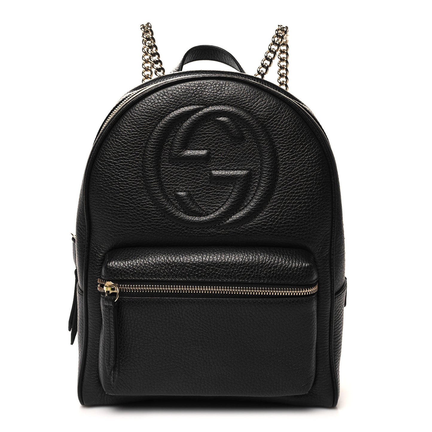 Pebbled Calfskin Soho Chain Backpack Black