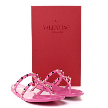 Valentino Garavani PVC Jelly Rockstud Caged Flat Thong Sandals 38 Dawn Pink 10 of 10