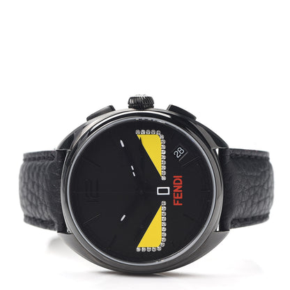Fendi Stainless Steel Calfskin Diamond 40mm Momento Bugs Quartz Watch Black 2 of 4