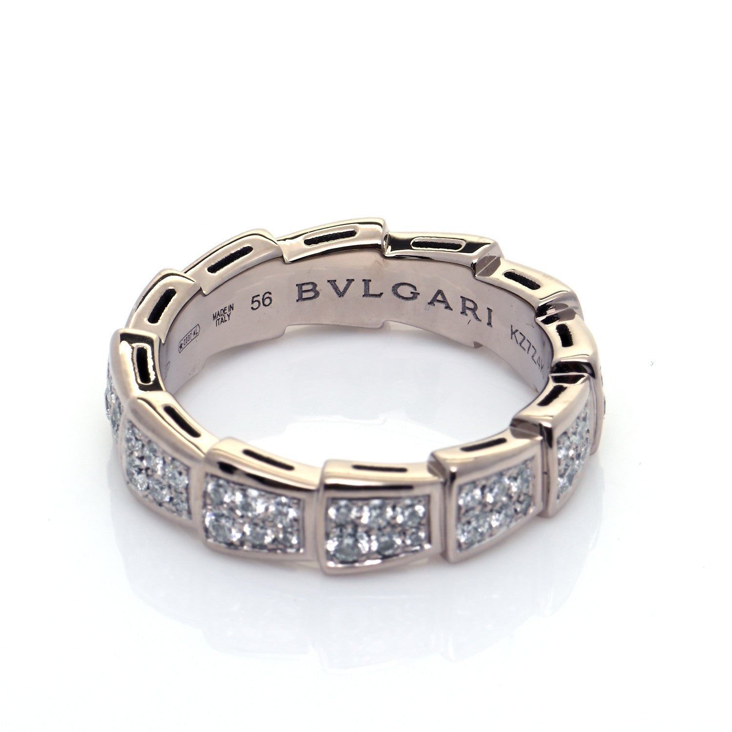 Bulgari 18K White Gold Diamond Serpenti Viper Pave Ring 56 7.5 4 of 6