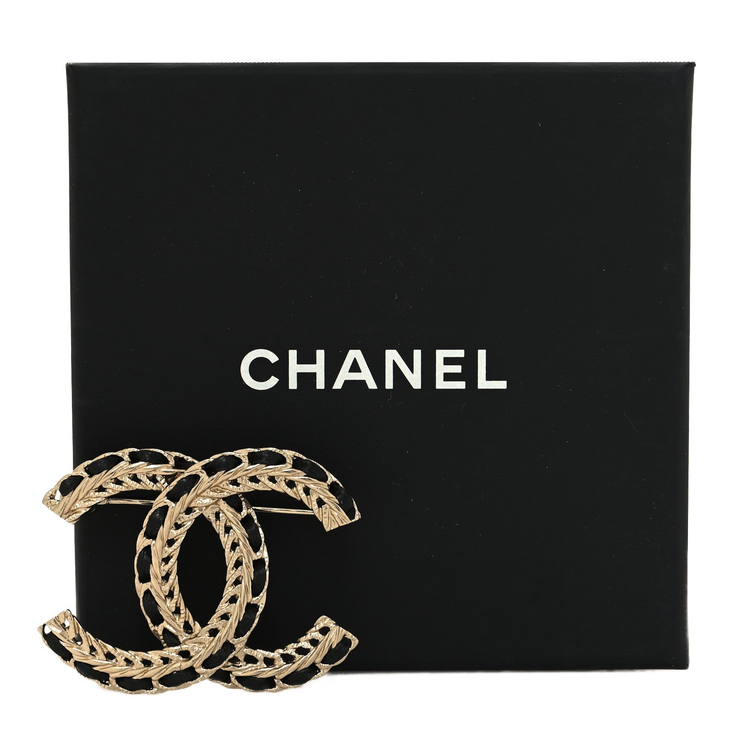 Chanel Lambskin Chain CC Brooch Black Gold 4 of 4