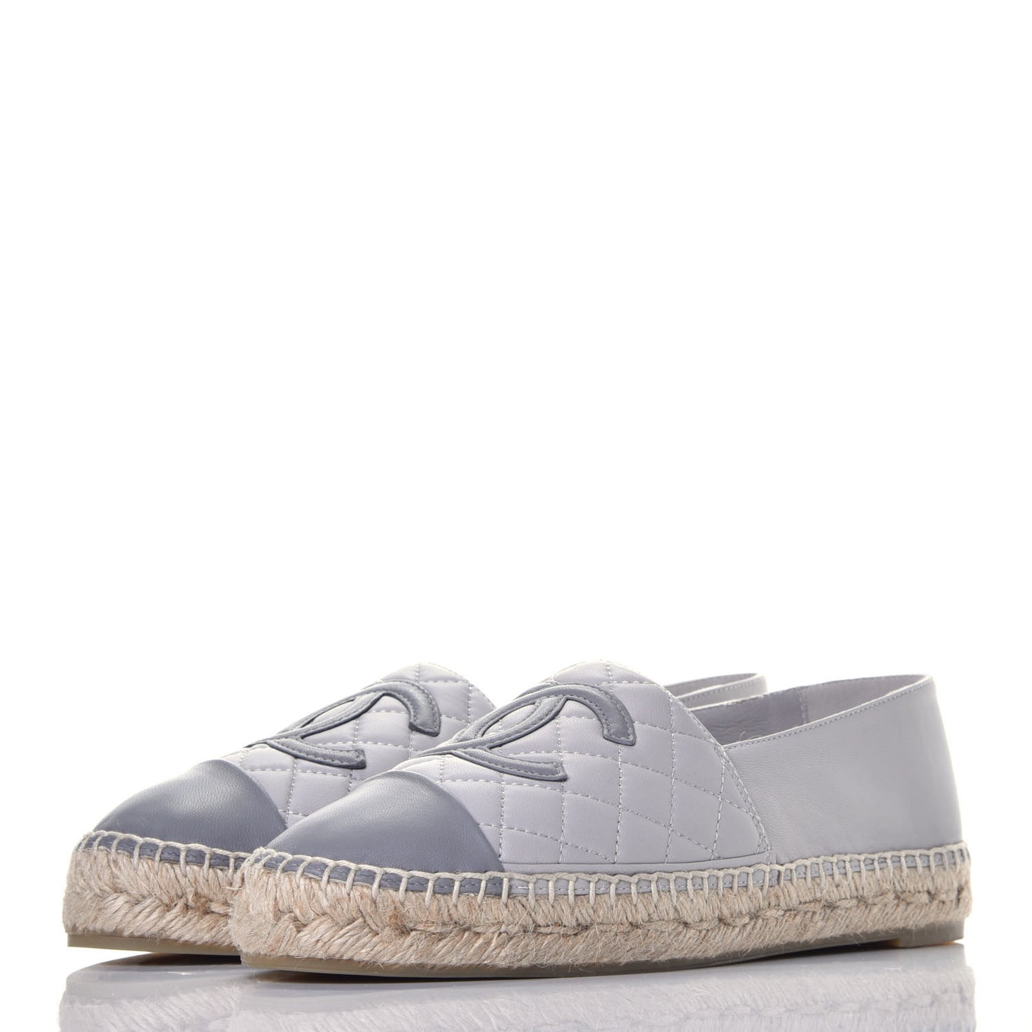 Lambskin Quilted CC Espadrilles 37 Grey