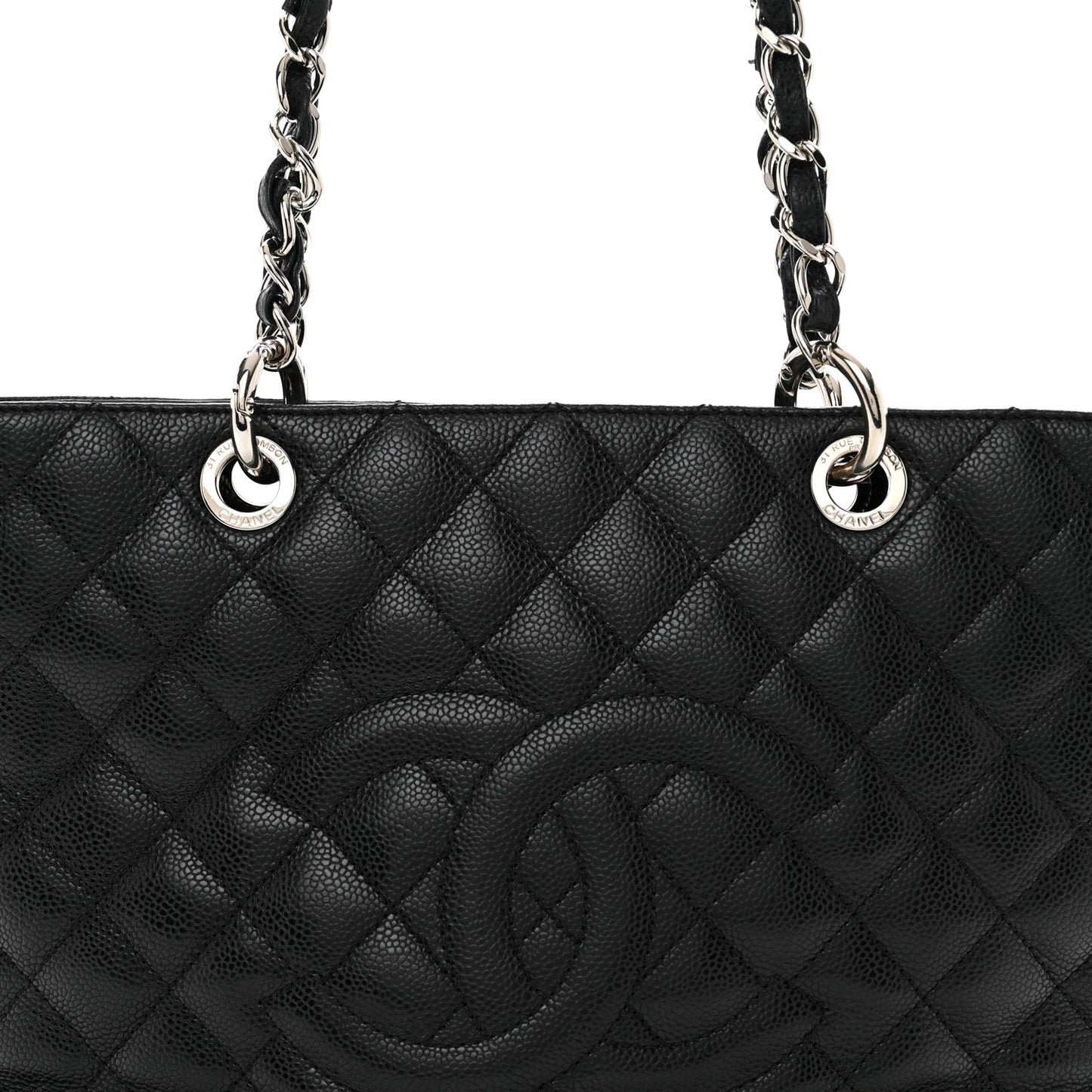 Caviar Quilted Grand Shopping Tote GST Black