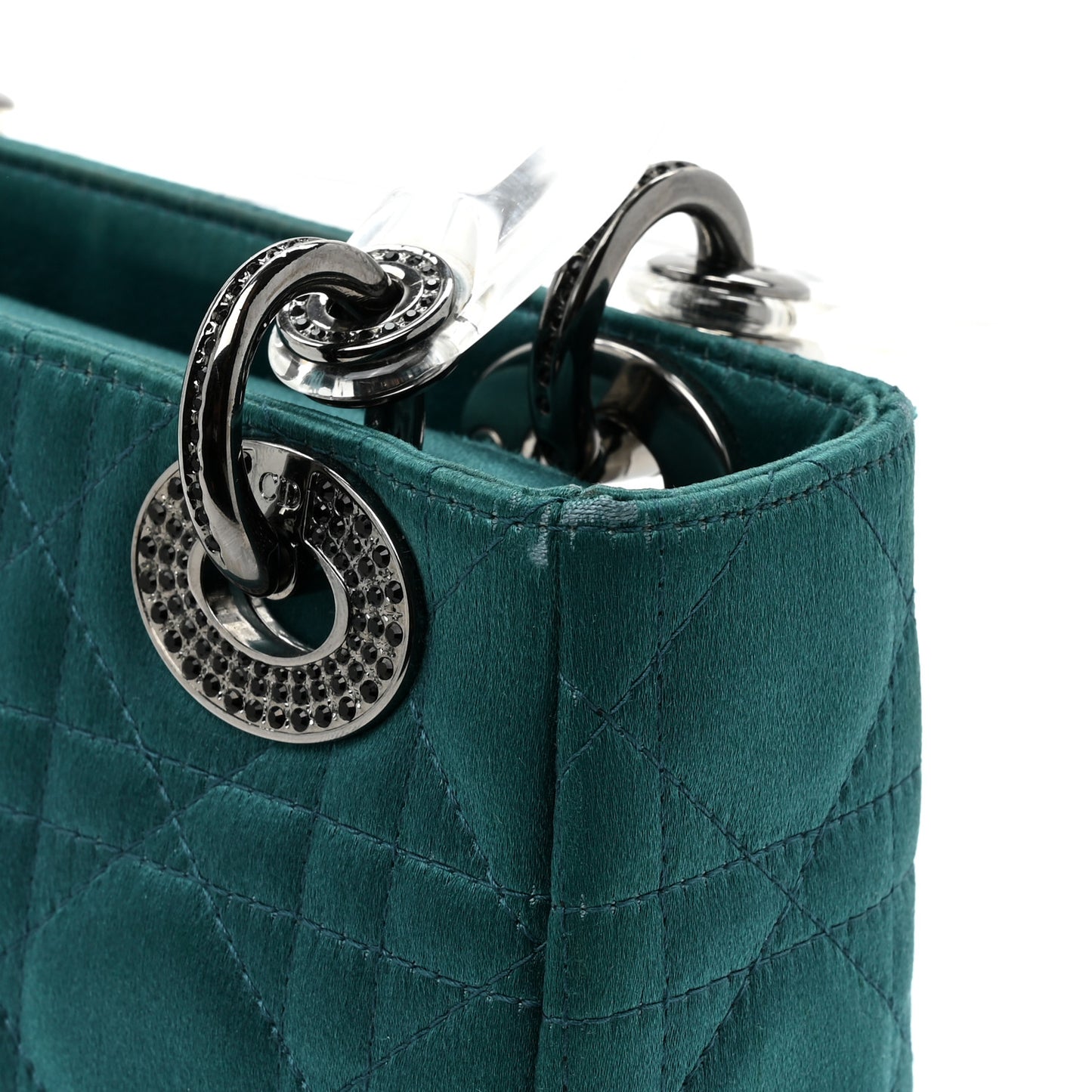 Satin Swarovski Crystal Cannage Mini Lady Dior Teal