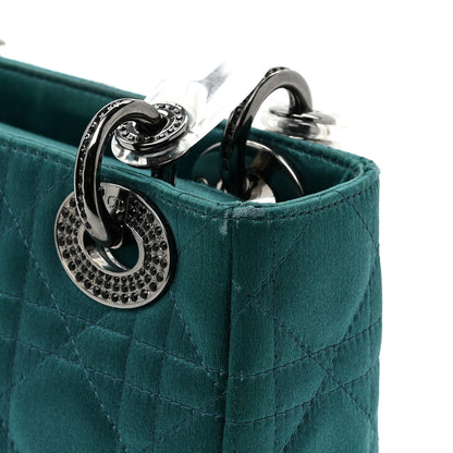 Christian Dior Satin Swarovski Crystal Cannage Mini Lady Dior Teal 13 of 13