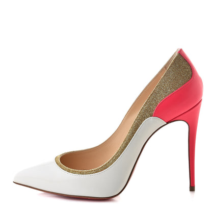Christian Louboutin Jazz Calf Mini Glitter Tucsick 100 Pumps 37 White Gold 1 of 12