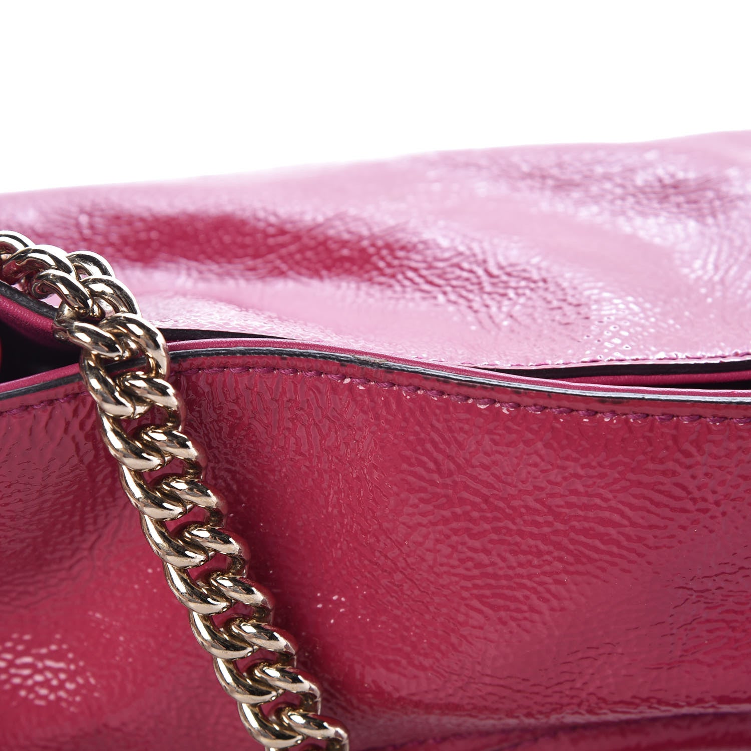 Gucci Vernice Naplack Medium Soho Chain Shoulder Bag Bright Bouganville 21 of 21