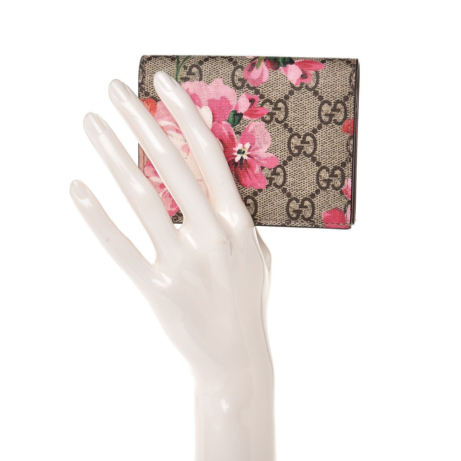 Gucci GG Supreme Monogram Blooms Card Case Beige Multicolor Dry Rose 2 of 8
