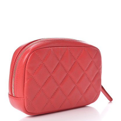 Chanel Caviar Quilted Small Curvy Pouch Cosmetic Case Red 3 of 8