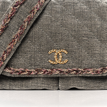 Chanel Wool Velvet Quilted Parisian Stroll Messenger Grey 8 of 12