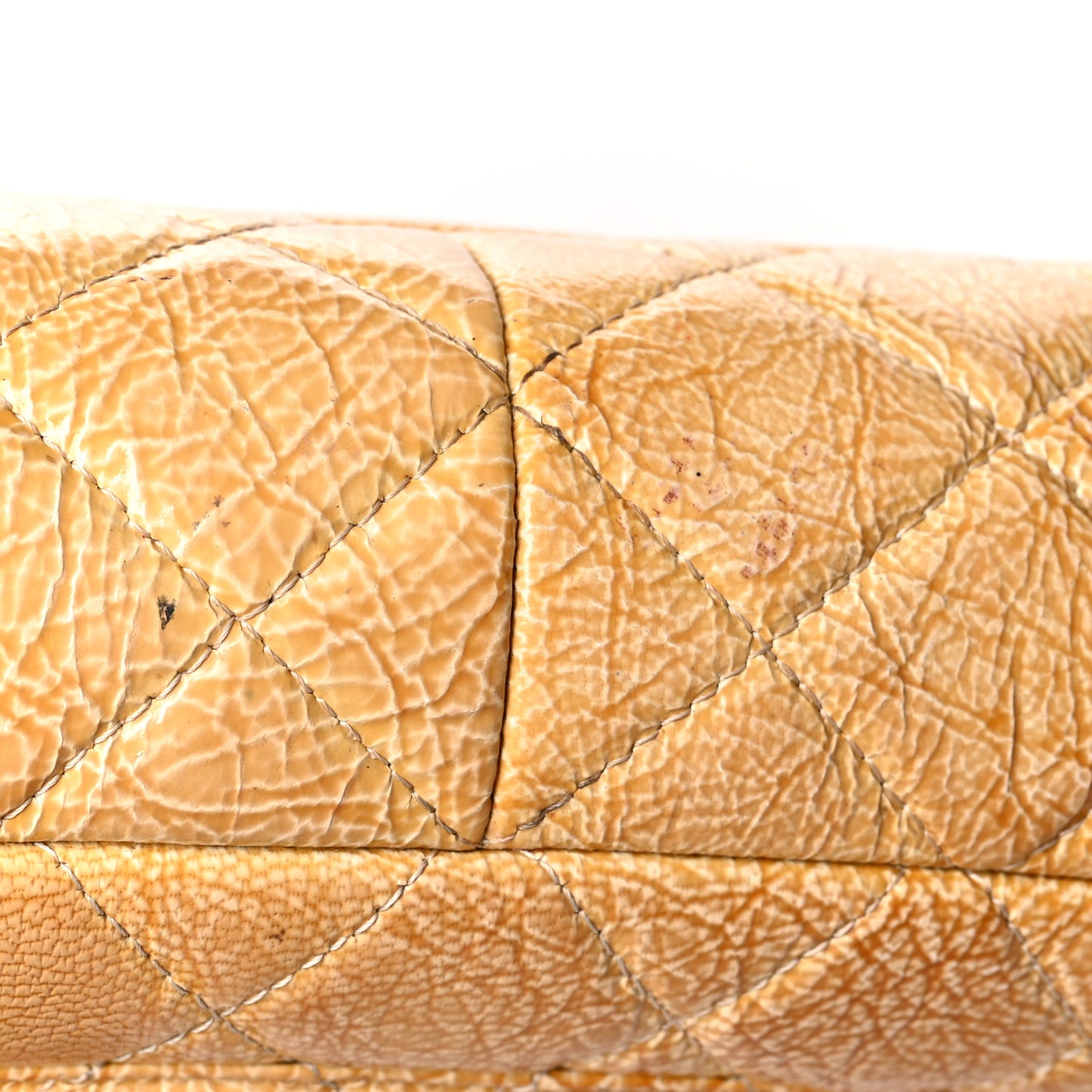 Crinkled Patent Quilted Jumbo Single Flap Light Beige