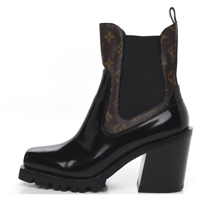 Louis Vuitton Patent Monogram Limitless Ankle Boots 41 Black 1 of 8