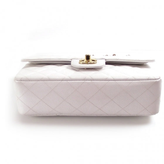 Caviar Quilted Small Double Flap White