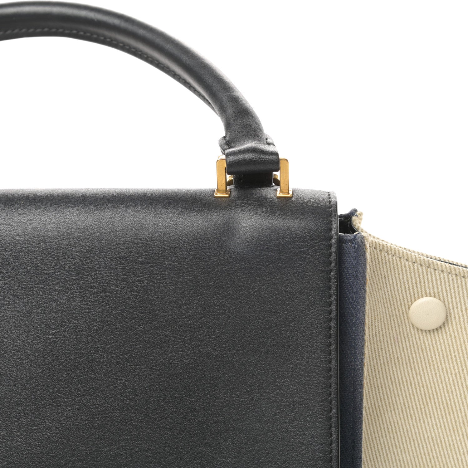Celine Smooth Calfskin Linen Small Tri-Color Trapeze Black Navy Blue 17 of 17