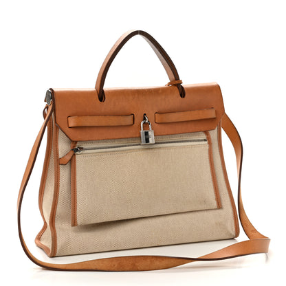 Hermes Vache Hunter Toile H Herbag Zip 31 PM Natural 3 of 17