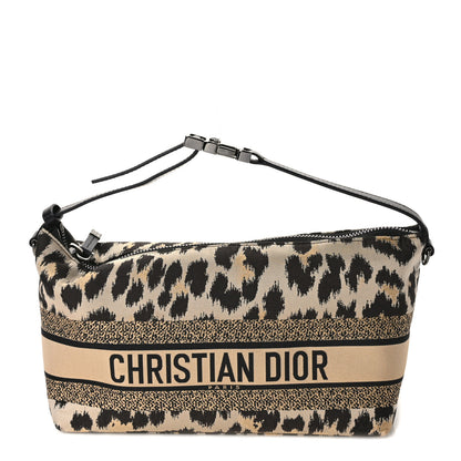 Christian Dior Canvas Mizza Embroidered Medium Leopard DiorTravel Nomad Pouch Beige 1 of 12