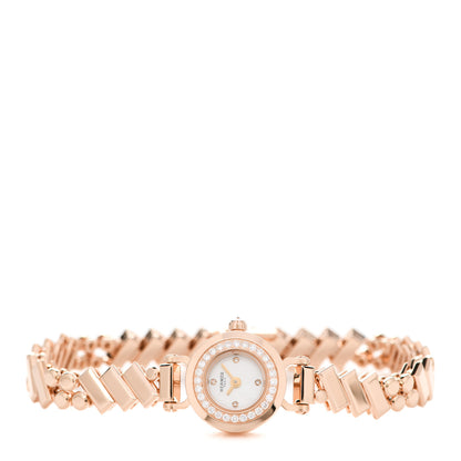 Hermes 18K Rose Gold Diamond Mother of Pearl 16mm Faubourg Polka Mini Quartz Watch 2 of 6