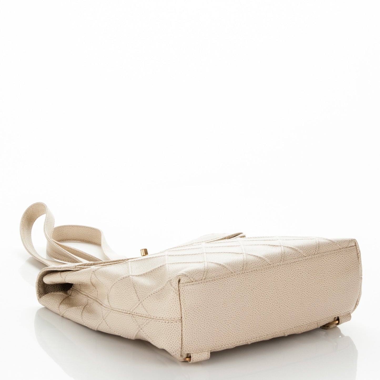Caviar Diamond Stitched Backpack Beige Clair
