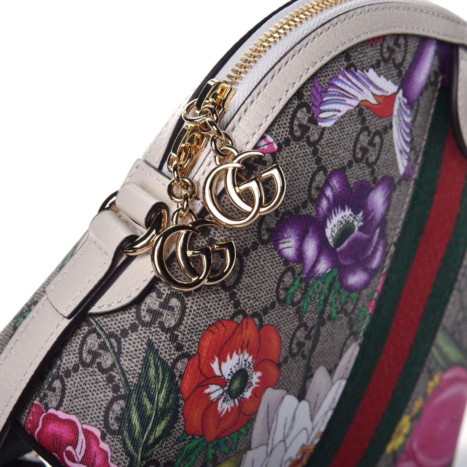 Gucci GG Supreme Monogram Flora Web GG Small Ophidia Dome Shoulder Bag White 10 of 11