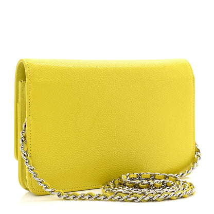 Chanel Caviar Timeless CC Wallet on Chain WOC Yellow 3 of 12