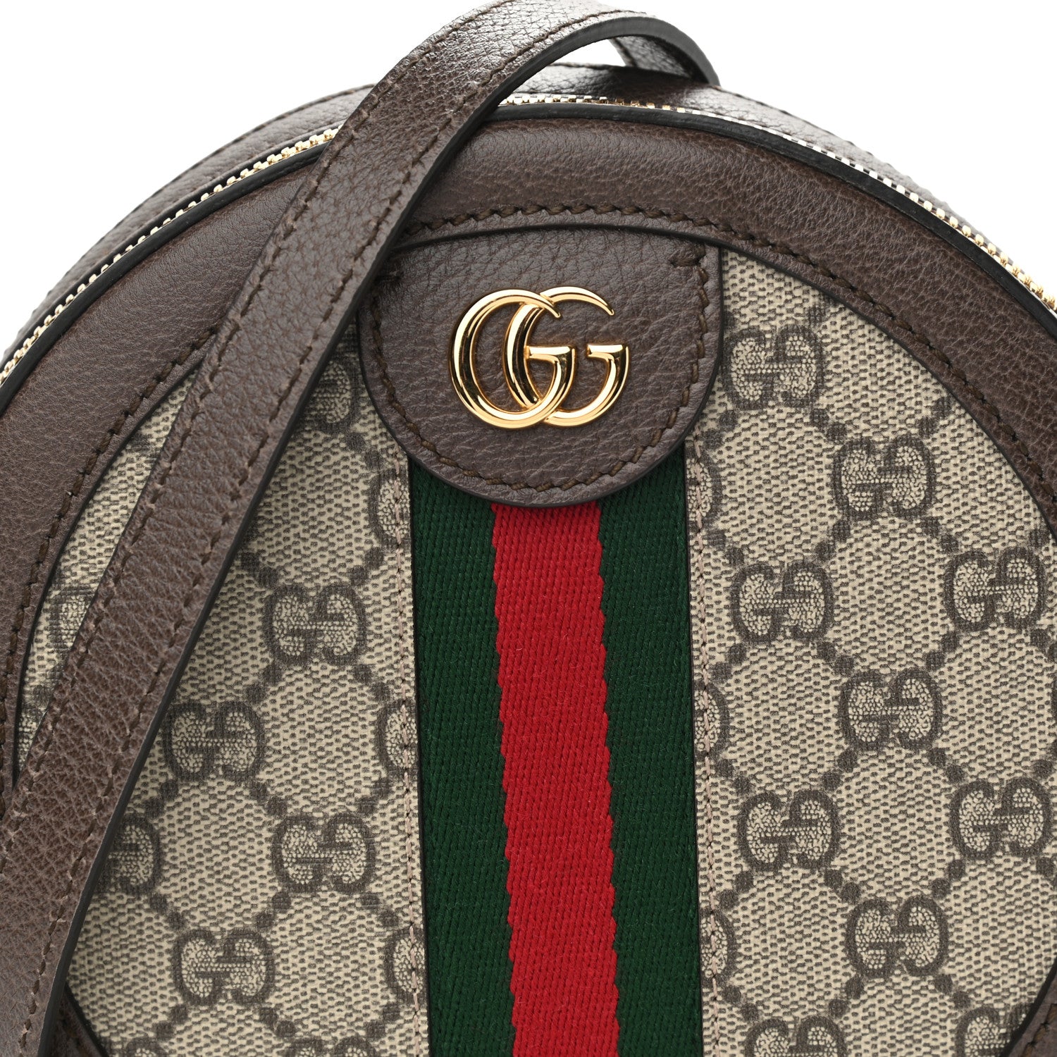Gucci GG Supreme Monogram Web Mini Ophidia Round Shoulder Bag Brown 8 of 10