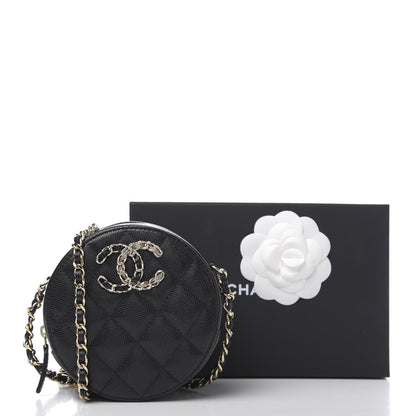 Chanel Caviar Quilted French New Wave Round Clutch With Chain Black 11 of 11