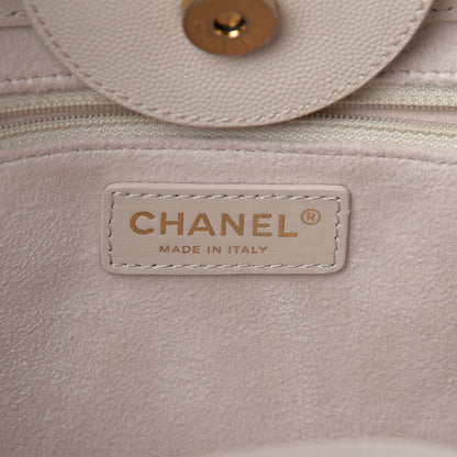 Chanel Caviar Small Studded Deauville Tote Ivory 6 of 10